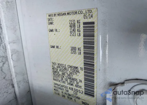 2014 Nissan Maxima 3.5 S from USA, damaged, VIN 1N4AA5AP1EC483052